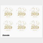 Goud Polka-stippen Glitter Klasse van 2019 Afstude Ronde Sticker (Vel)