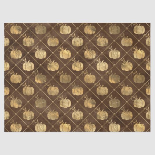 Goud pompoen en bruine herfst ontkoppeling tissuepapier (Voorkant)