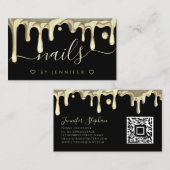 Goud Pools drift nagelt artistieke QR-code zwart Visitekaartje (Voorkant / Achterkant)