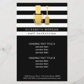 Goud Pools flesje Nail-technicus Trendy striped Flyer (Voorkant)