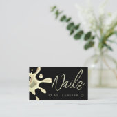 Goud Pools weekblad Nails QR Code Black Visitekaartje (Staand voorkant)