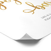 Goud "Popcorn Bar"-voedsel voor bruiloft Poster (Hoek)