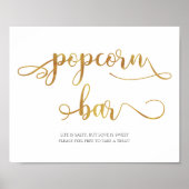 Goud "Popcorn Bar"-voedsel voor bruiloft Poster (Voorkant)