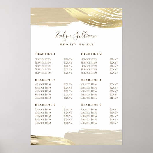 Goud Poster Prijslijst penseelstreken (Voorkant)