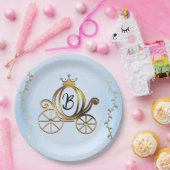Goud Prinses Carriage Blauw Storybook Royal Papieren Bordje (Feest)