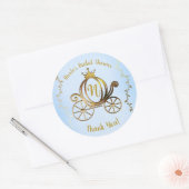 Goud Prinses Carriage Blauw Storybook Royal Ronde Sticker (Envelop)