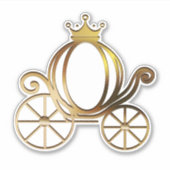Goud Prinses Carriage Blauw Storybook Royal Sticker (Voorkant)