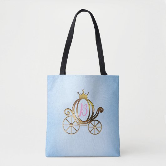 Goud Prinses Carriage Blauw Storybook Royal Tote Bag (Voorkant)
