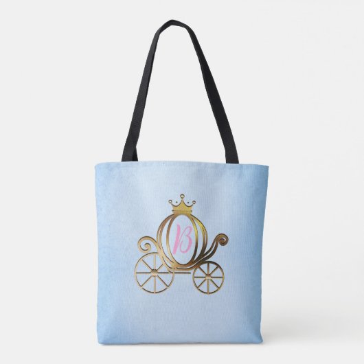 Goud Prinses Carriage Blauw Storybook Royal Tote Bag (Achterkant)