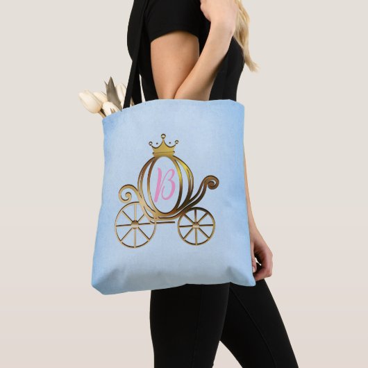 Goud Prinses Carriage Blauw Storybook Royal Tote Bag (Dichtbij)