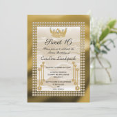 Goud & Prinses Kroon met Crème Zijde Kaart (Staand voorkant)