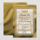 Goud & Prinses Kroon met Crème Zijde Kaart (Voorkant / Achterkant)