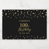 Goud Proost 100 jaar, 100ste Verjaardagsfeest Sparkling Wijnetiket (Enkel label)