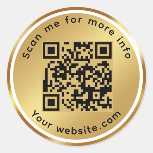 Goud || QR-code Scannen naar meer informatie Ronde Sticker (Voorkant)