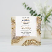 *~*GOUD QR IVOOR GOUD Agaat RSVP AR66 Bruiloft Kaart (Staand voorkant)