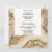 *~*GOUD QR IVOOR GOUD Agaat RSVP AR66 Bruiloft Kaart (Voorkant)