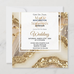 *~*GOUD QR IVOOR GOUD Agaat RSVP AR66 Bruiloft Kaart