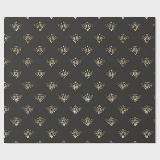 goud Queen Bee op zwart Cadeaupapier (Vlak)