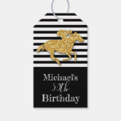 Goud Racehorse Zwart Wit Strepen Cadeaulabel (Voorkant)