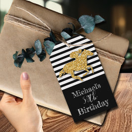 Goud Racehorse Zwart Wit Strepen Cadeaulabel