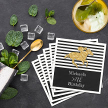 Goud Racehorse Zwart Wit Strepen Verjaardag