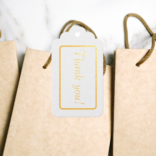 Goud Rechthoekige Rand op Wit Dank u Cadeaulabels