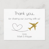 Goud, Reis Bruiloft Dank u Briefkaart (Voorkant)