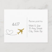 Goud, Reizen Bruiloft RSVP Briefkaart (Achterkant)