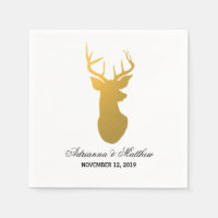Goud Rendier Antler Modern Silhouette Wedding