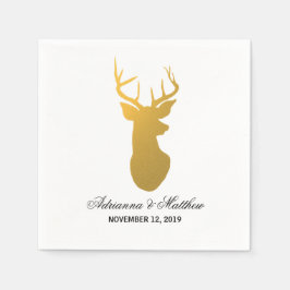 Goud Rendier Antler Modern Silhouette Wedding Servet