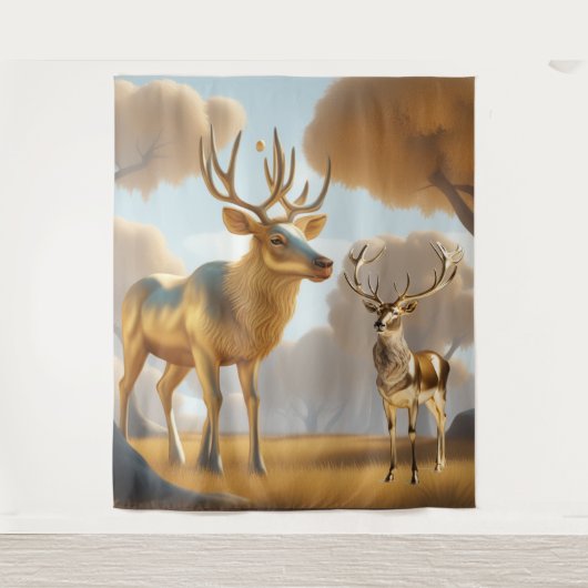 Goud Rendier Malabar kastanje Geldboom Tapijt Wandkleed (Voorkant)