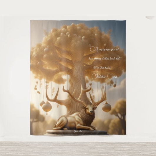 Goud Rendier Malabar kastanje Geldboom Tapijt Wandkleed (Voorkant)