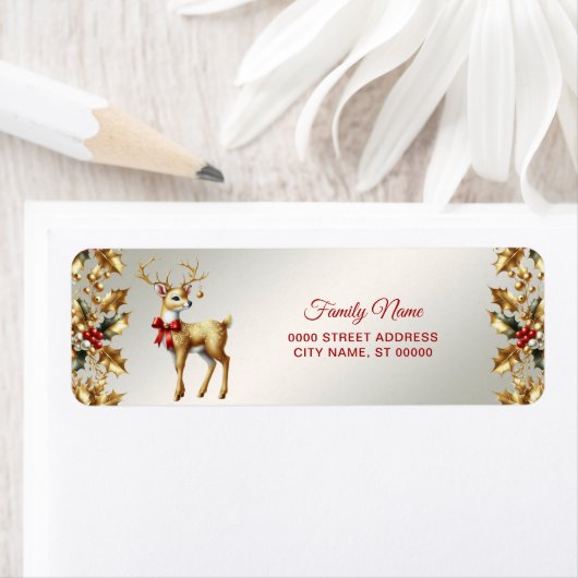 Goud rendier retouradres etiket (Insitu)