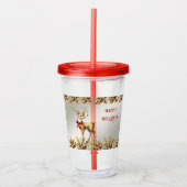 Goud Rendier Vakantie Acryl Tumbler Acryl Drinkbeker (Voorkant)