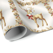 Goud rendier vakantie inpakpapier (Rol Hoek)