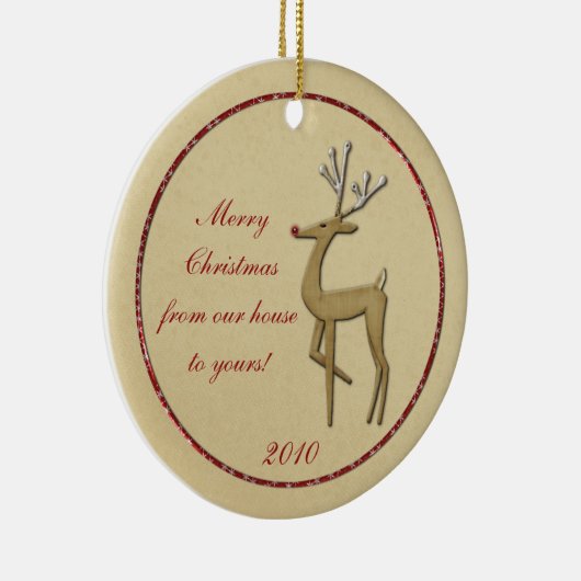 Goud rendier van ons huis tot uw versiering keramisch ornament (Rechts)