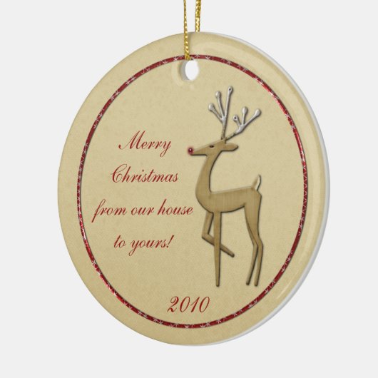 Goud rendier van ons huis tot uw versiering keramisch ornament (Links)