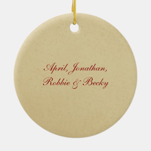 Goud rendier van ons huis tot uw versiering keramisch ornament (Achterkant)