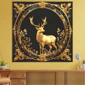 Goud rendiergoud en zwart sierlijk lijst canvas afdruk (Insitu (Woonkamer))