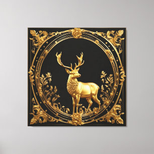 Goud rendiergoud en zwart sierlijk lijst canvas afdruk