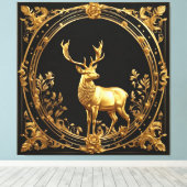 Goud rendiergoud en zwart sierlijk lijst canvas afdruk (Insitu (Houten vloer))