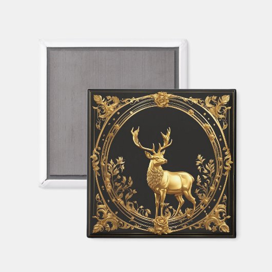 Goud rendiergoud en zwart sierlijk lijst magneet (Voorkant / Achterkant)