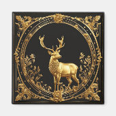 Goud rendiergoud en zwart sierlijk lijst magneet (Voorkant)