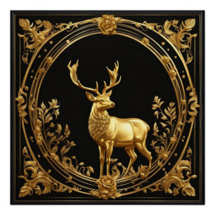 Goud rendiergoud en zwart sierlijk lijst perfect poster