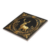 Goud rendiergoud en zwart sierlijk lijst tegeltje (Zijkant)