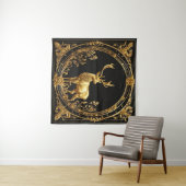 Goud rendiergoud en zwart sierlijk lijst wandkleed (In Situ (horizontaal))