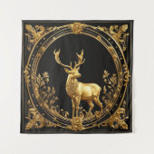 Goud rendiergoud en zwart sierlijk lijst wandkleed (Voorkant)