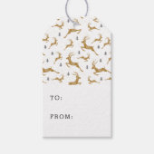 Goud rendierpatroon cadeaulabel (Voorkant)