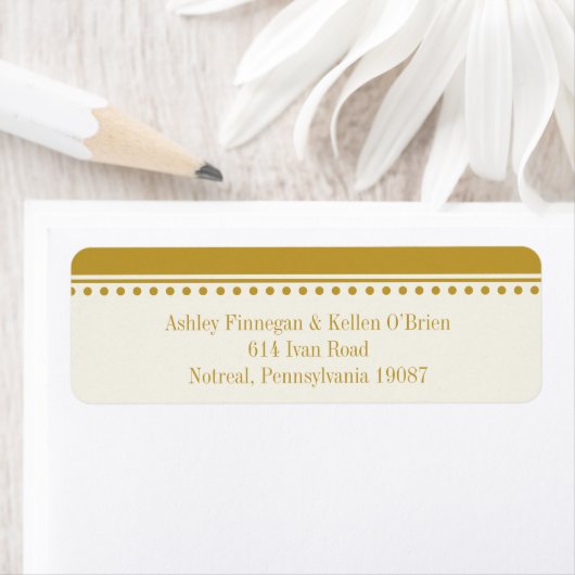 Goud retour adreslabel, Caroline Wedding Etiket (Insitu)