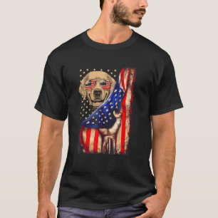 Goud Retriever Amerikaanse Vlag Hond 4 juli T-shirt